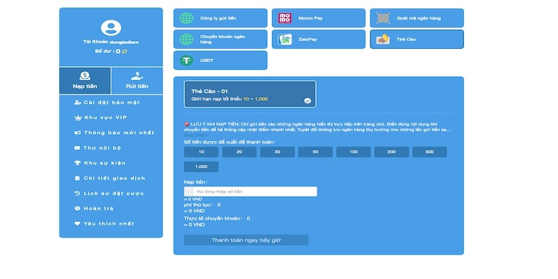 Hướng Dẫn Nạp Tiền Vin777 Nhanh & An Toàn Chỉ Trong 1 Phút Thao tác nạp nhanh chóng thông qua thẻ cào